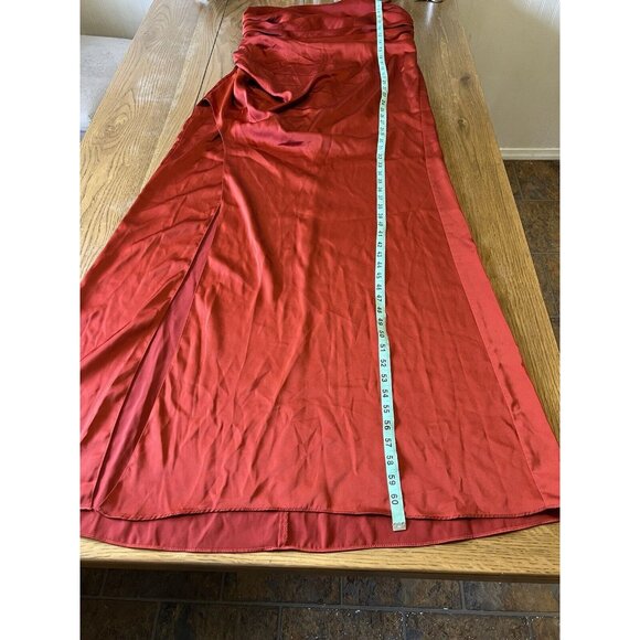 Azazie Eren ? Bronzer Satin Mermaid Full Length Dress Custom Size A16 Rust Read - Picture 4 of 11